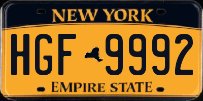 NY license plate HGF9992