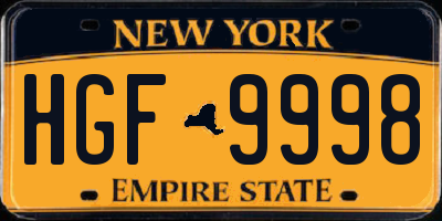 NY license plate HGF9998