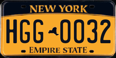 NY license plate HGG0032