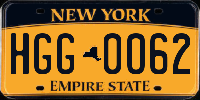 NY license plate HGG0062