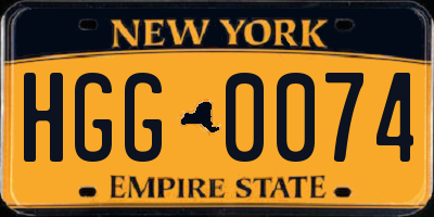 NY license plate HGG0074