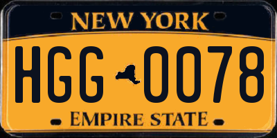 NY license plate HGG0078