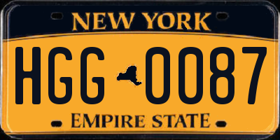 NY license plate HGG0087