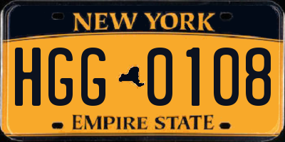 NY license plate HGG0108