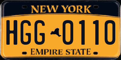 NY license plate HGG0110