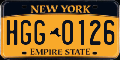 NY license plate HGG0126