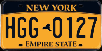 NY license plate HGG0127