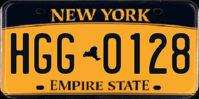NY license plate HGG0128