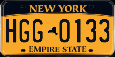 NY license plate HGG0133