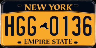 NY license plate HGG0136