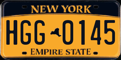 NY license plate HGG0145