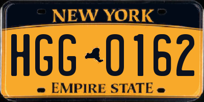 NY license plate HGG0162