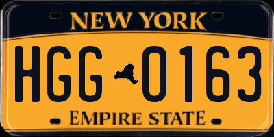 NY license plate HGG0163
