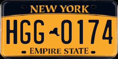 NY license plate HGG0174