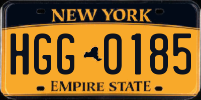 NY license plate HGG0185