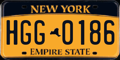 NY license plate HGG0186
