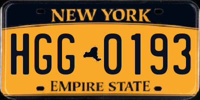 NY license plate HGG0193