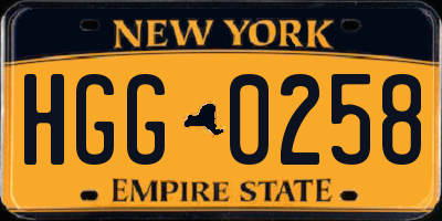 NY license plate HGG0258