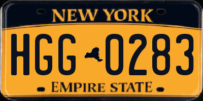 NY license plate HGG0283