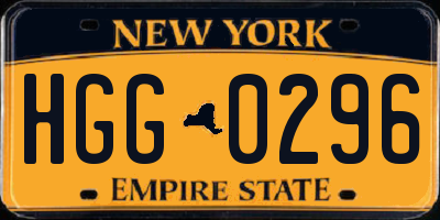 NY license plate HGG0296