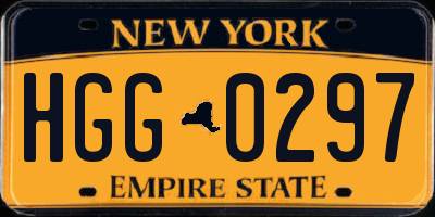 NY license plate HGG0297