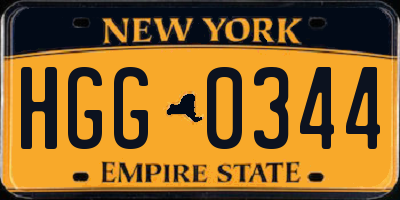 NY license plate HGG0344