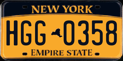 NY license plate HGG0358
