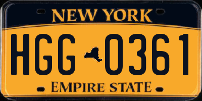 NY license plate HGG0361