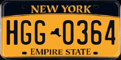 NY license plate HGG0364