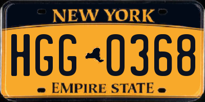 NY license plate HGG0368