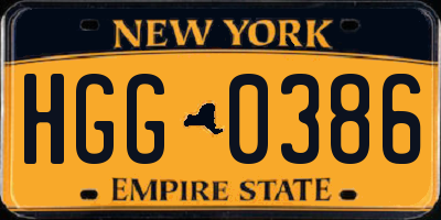 NY license plate HGG0386