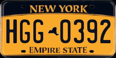 NY license plate HGG0392