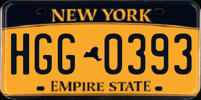 NY license plate HGG0393