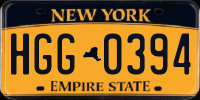 NY license plate HGG0394