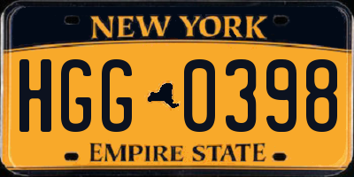 NY license plate HGG0398