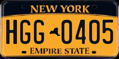 NY license plate HGG0405