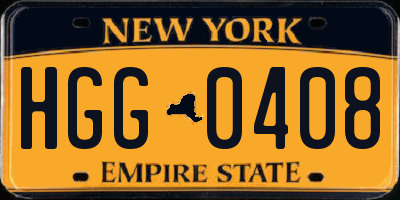 NY license plate HGG0408