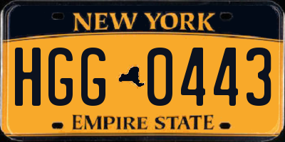 NY license plate HGG0443
