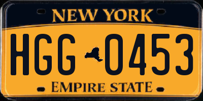 NY license plate HGG0453