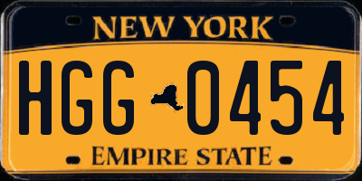 NY license plate HGG0454