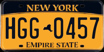 NY license plate HGG0457