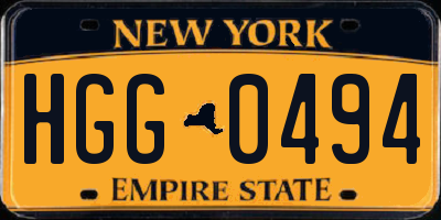 NY license plate HGG0494
