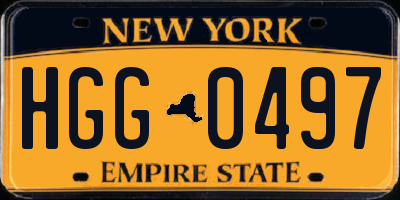 NY license plate HGG0497