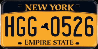 NY license plate HGG0526
