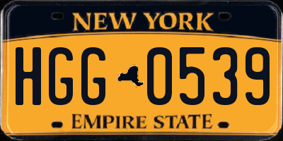 NY license plate HGG0539