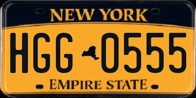 NY license plate HGG0555