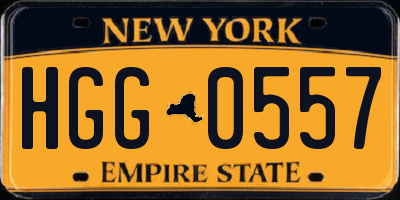 NY license plate HGG0557