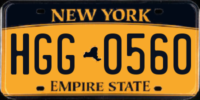 NY license plate HGG0560