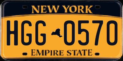 NY license plate HGG0570