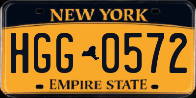 NY license plate HGG0572